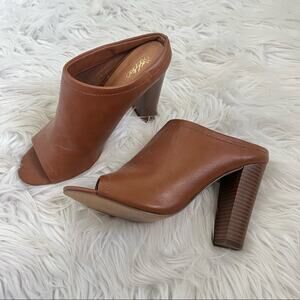 Massimo Brown Pleather Open-Toe Mule Heels Size 7.5